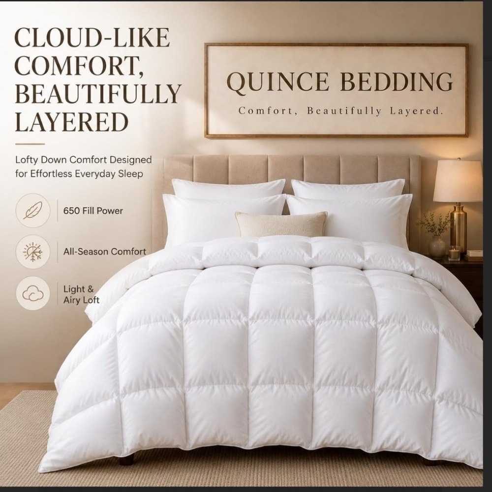 Quince Premium Down Alternative Duvet Insert 650 Fill Power White Full/Queen